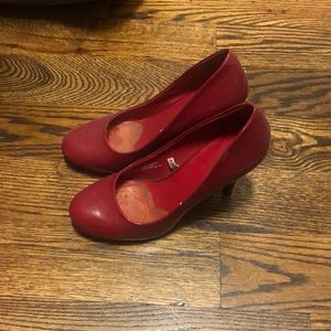 Red patent leather heels